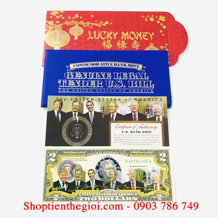 Tiền 2USD in màu 6 tổng thống Mỹ - SP005196
